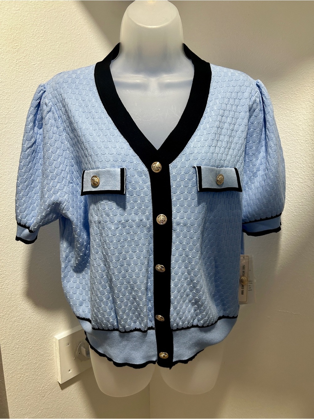 Nanette Lepore Pretty Pointelle Short Sleeve Sweater. XL.